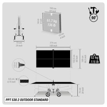 Outdoorowy stół do tenisa stołowego Pongori PPT 530.2
