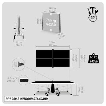 Outdoorowy stół do tenisa stołowego Pongori PPT 900.2